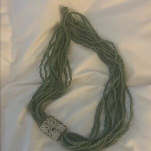 Artisan Green Multi-Strand Necklace with Stone Pendant
